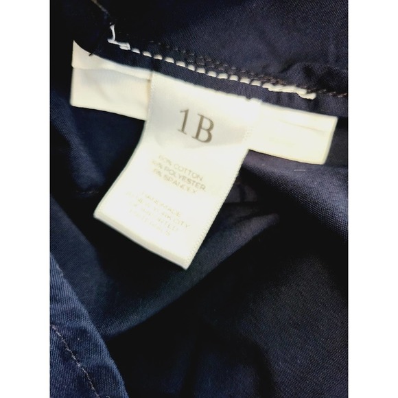 Pari Passu Mandarin Collar Button Up Shirt Fit B: "Curvier Body Type" Navy - Picture 4 of 8